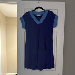 Ces Femme Royal Blue Dress with Sky Blue Collar